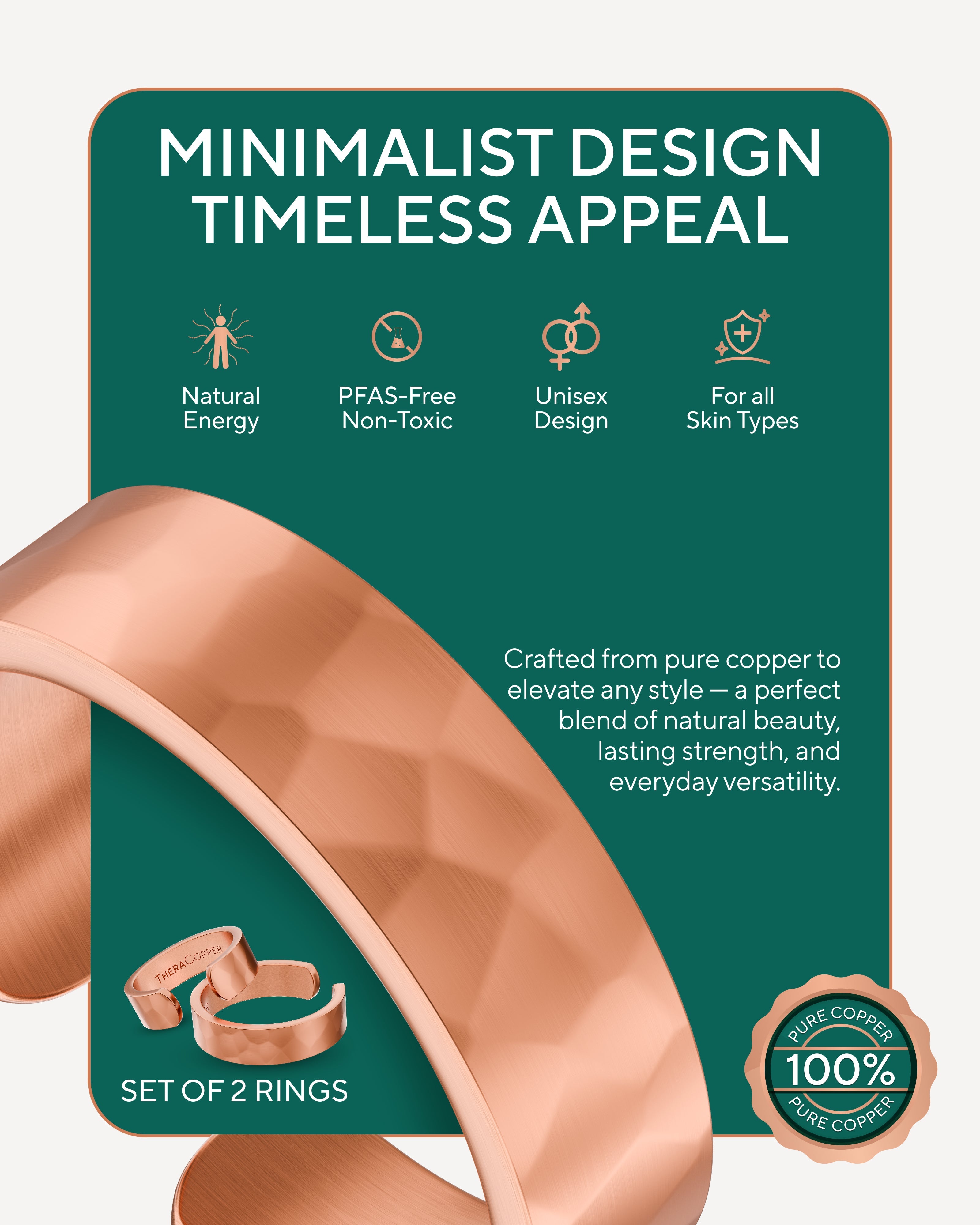 Pure Copper Rings – Hammered (6mm)