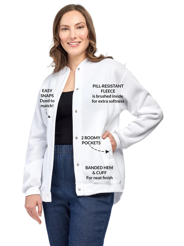 Women's Snap Up Jacket with Stand Collar and Patch Pockets