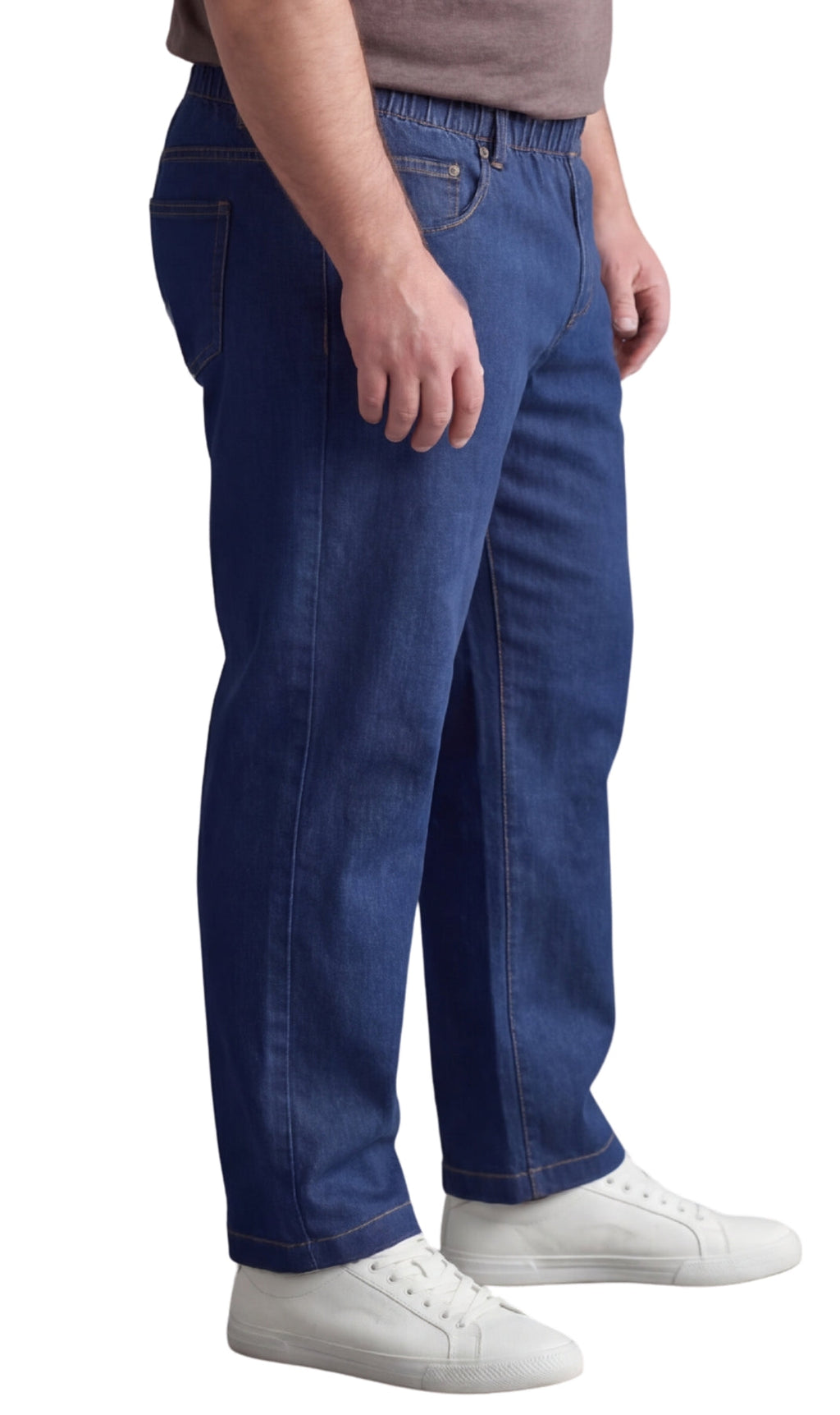 Men's Pull-On Denim and Twill Pants — Elastic Waist Easy Fit