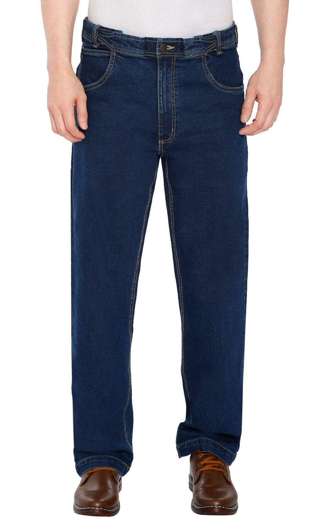 Men's Flex Waist Hidden Stretch Denim Jeans — Pull-On Easy Fit