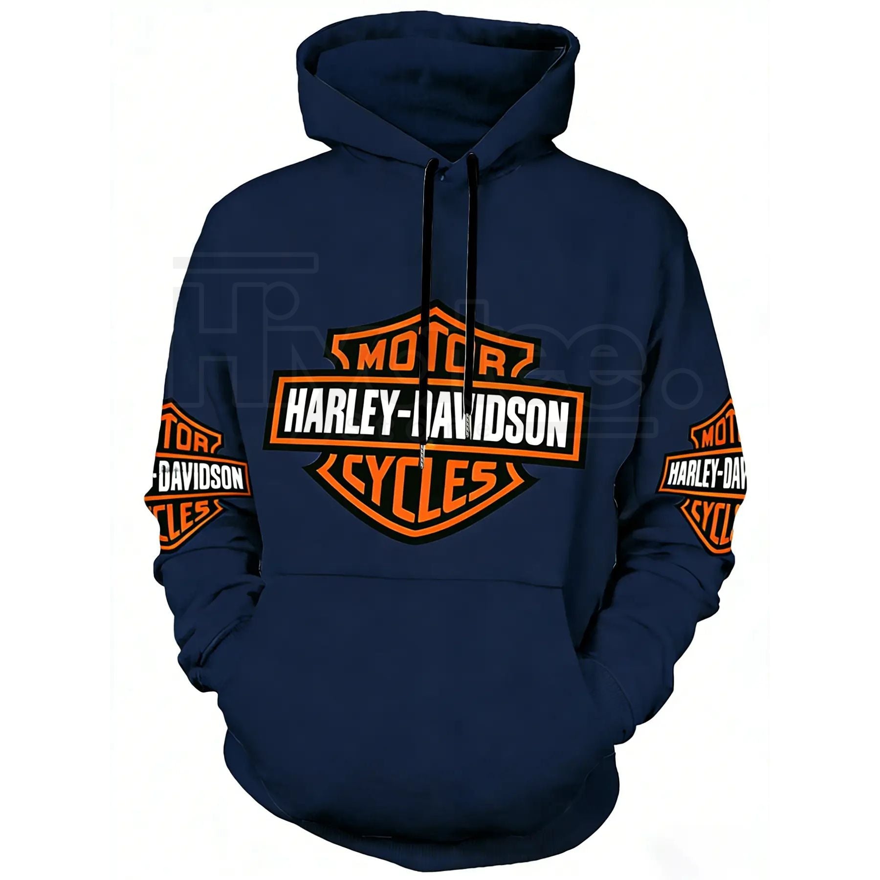Harley-Davidson Logo Print Hoodie – Vintage Hardcore Aesthetic, Motorcycle Culture Streetwear, TikTok Fashion Pullover