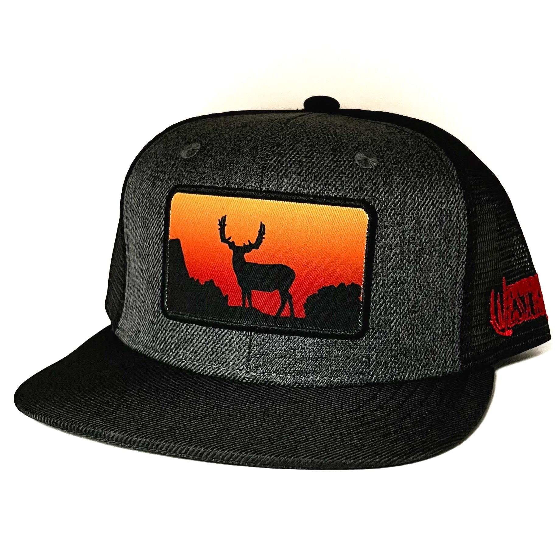 Desert Sunset Muley Edition Trucker Hat – Hand-Drawn Sunset Buck Logo | Western Hunting Hat | Westrek