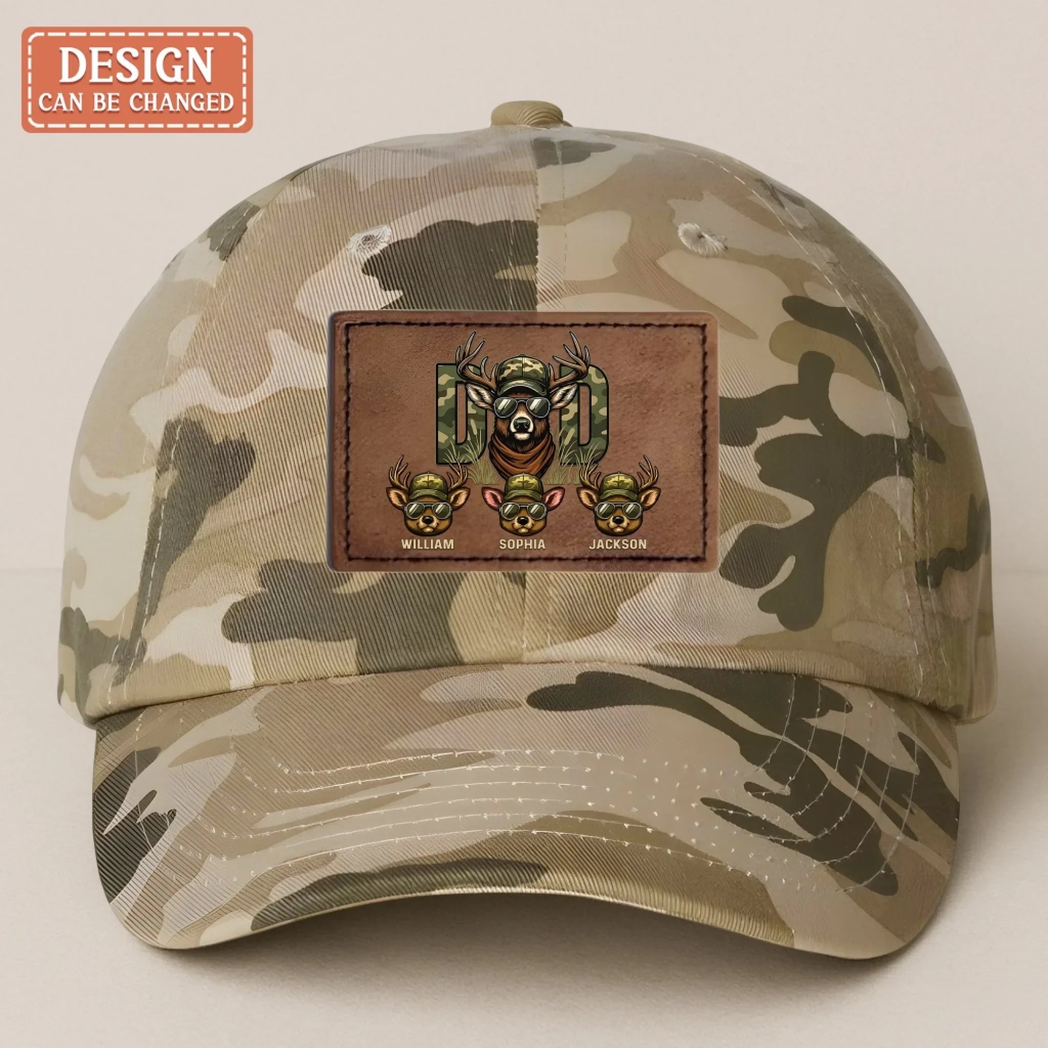 Personalized Hunting Deer Dad Hat - Father's Day Gift - Leather Patch Bio-Washed Classic Dad Hat