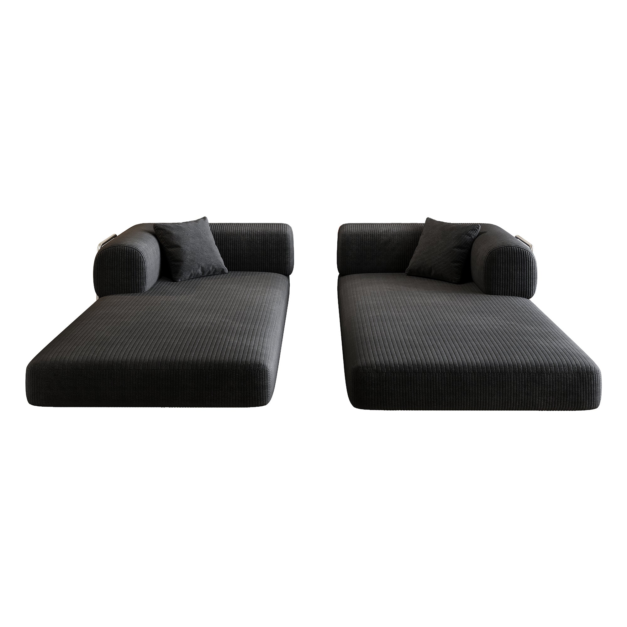 78.8' Compression Sofa,Convertible Floor Sofa Bed-with Pillow Back Support Armrest,Comfy Futon Couch Sleeper Bed,Loveseats Boneless Modular Sectional Sofa,Corduroy fabric,for Living Room,Bedroom,Black