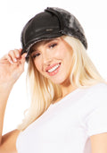 Sakkas Leather Shearling Unisex Aviator Trapper Winter Cap Ear Flaps Warm Ushanka Hunting Ski Snow Hat Faux Fur Chin Strap