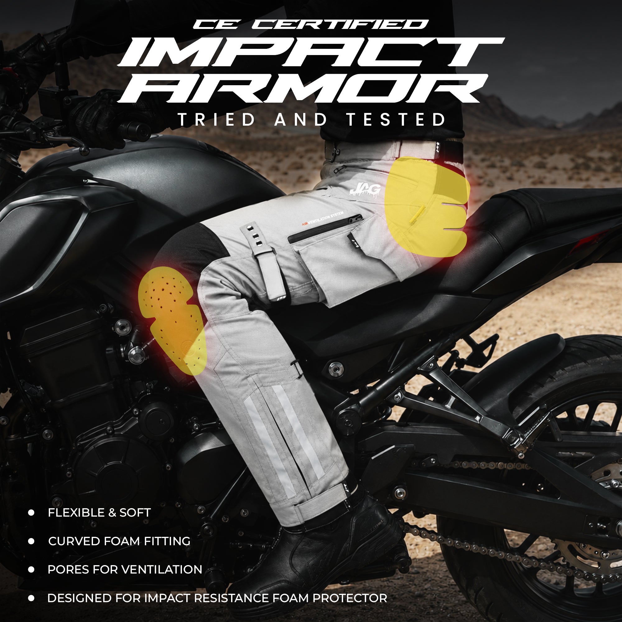 JAG Maverick Motorcycle Protective Pant - Black