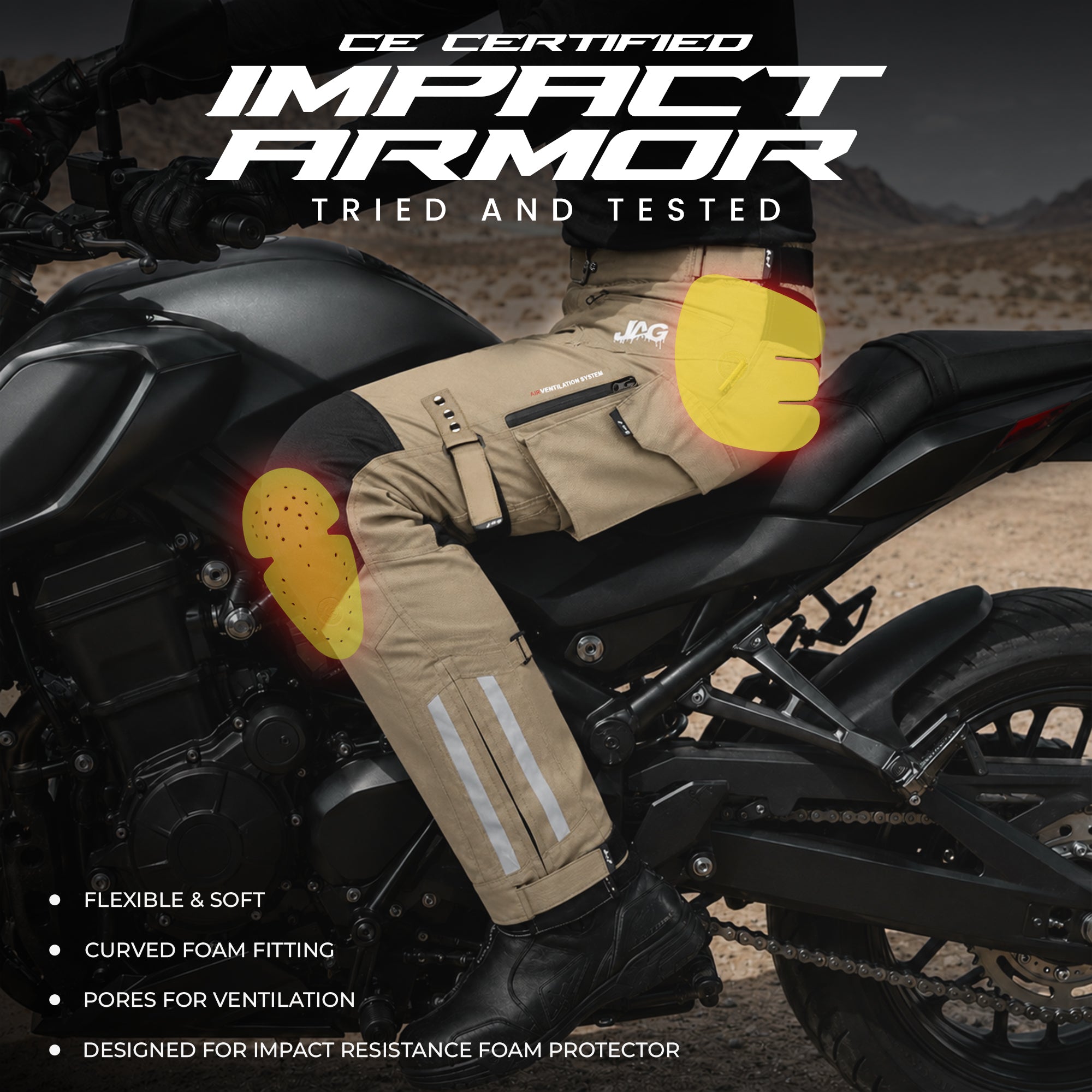 JAG Maverick Motorcycle Protective Pant - Black