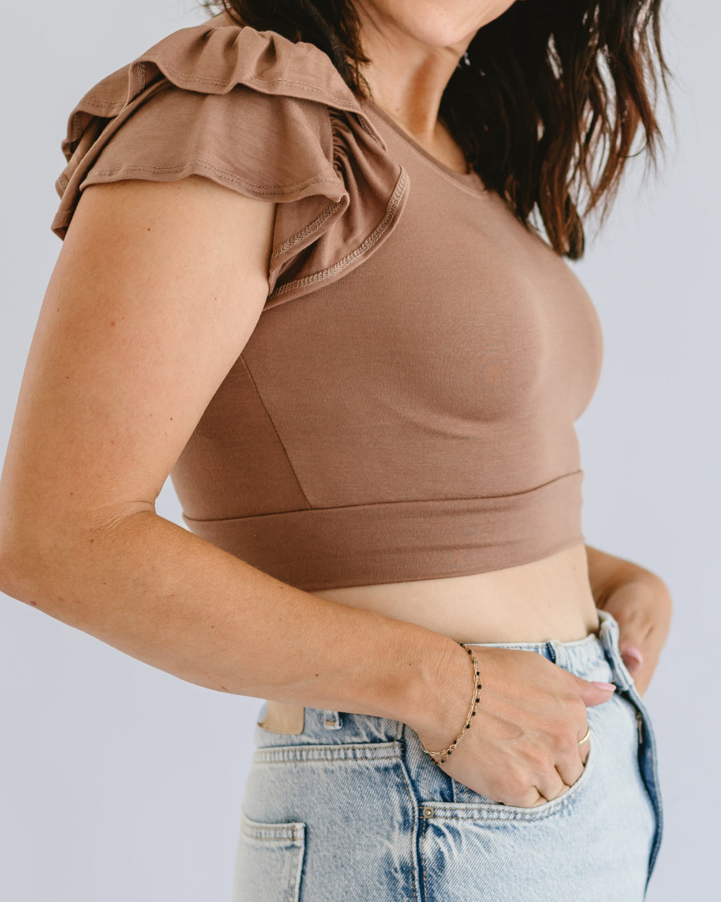 Ruffle Sleeve Halftee