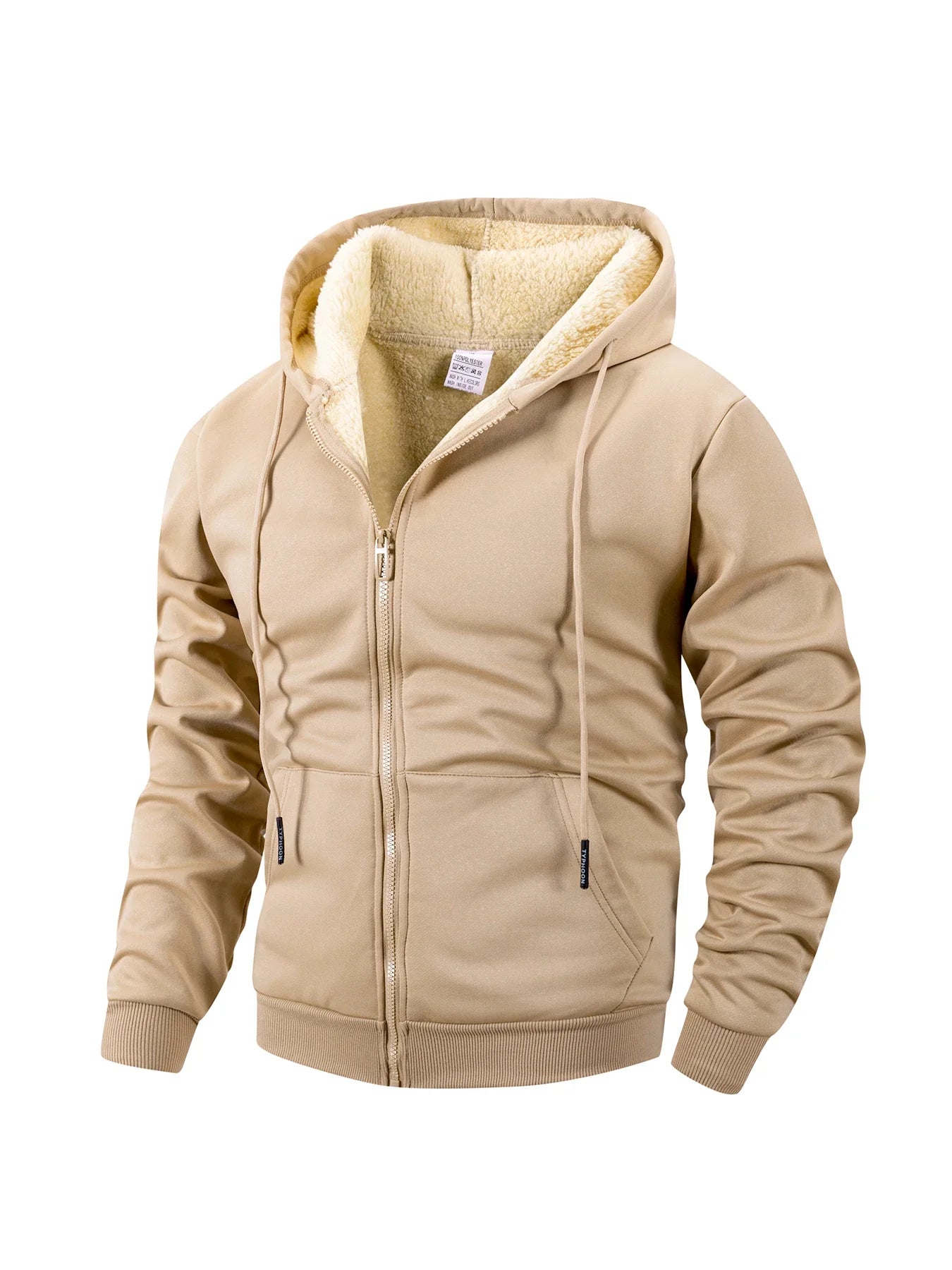 Winter Men’s Fleece Zipper Jacket – Thick Windproof Hooded Coat for Casual Wear & Outdoor Sports