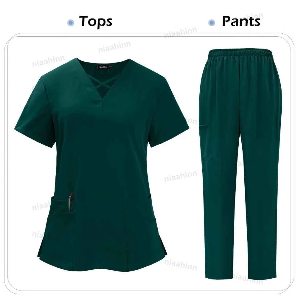 Spandex Scrub Uniform Set - Top & Pants