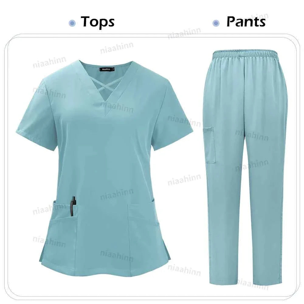 Spandex Scrub Uniform Set - Top & Pants