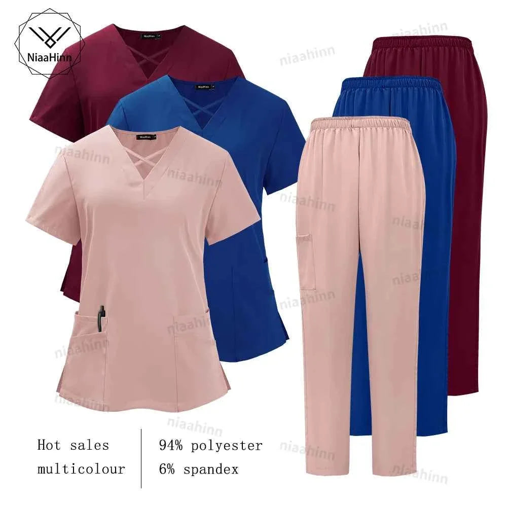 Spandex Scrub Uniform Set - Top & Pants
