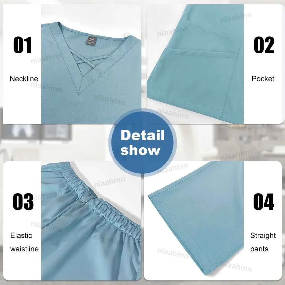 Spandex Scrub Uniform Set - Top & Pants