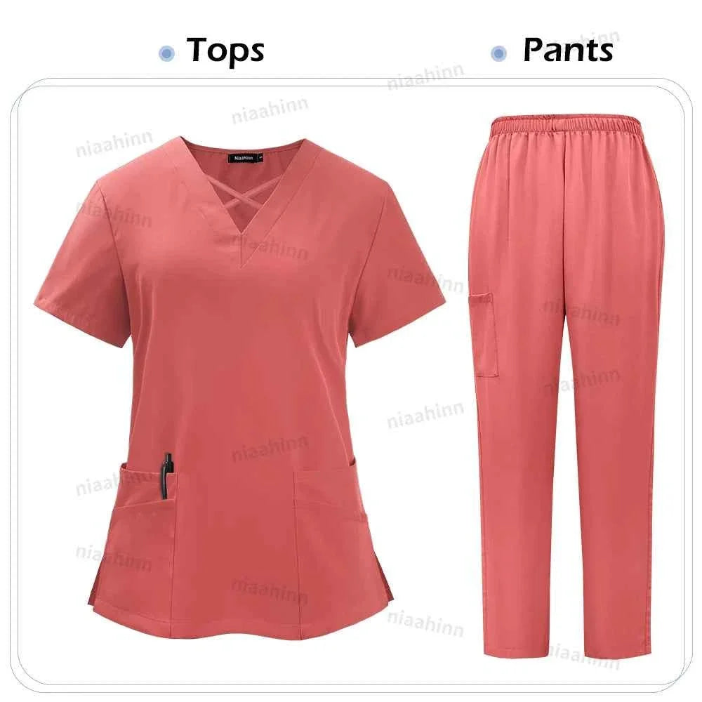Spandex Scrub Uniform Set - Top & Pants