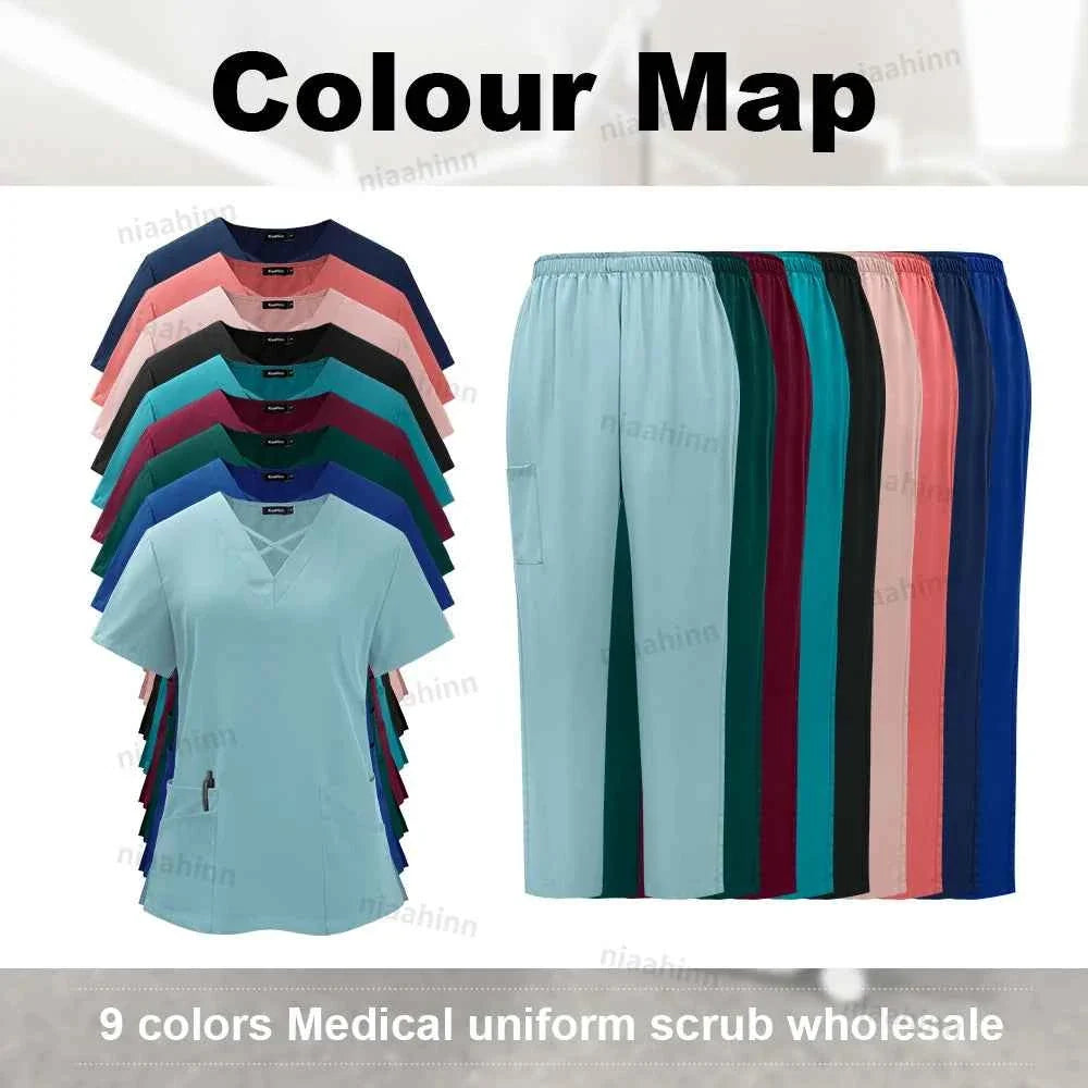Spandex Scrub Uniform Set - Top & Pants