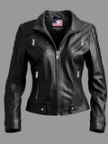 Women Dasha Designer Black Leather Jacket