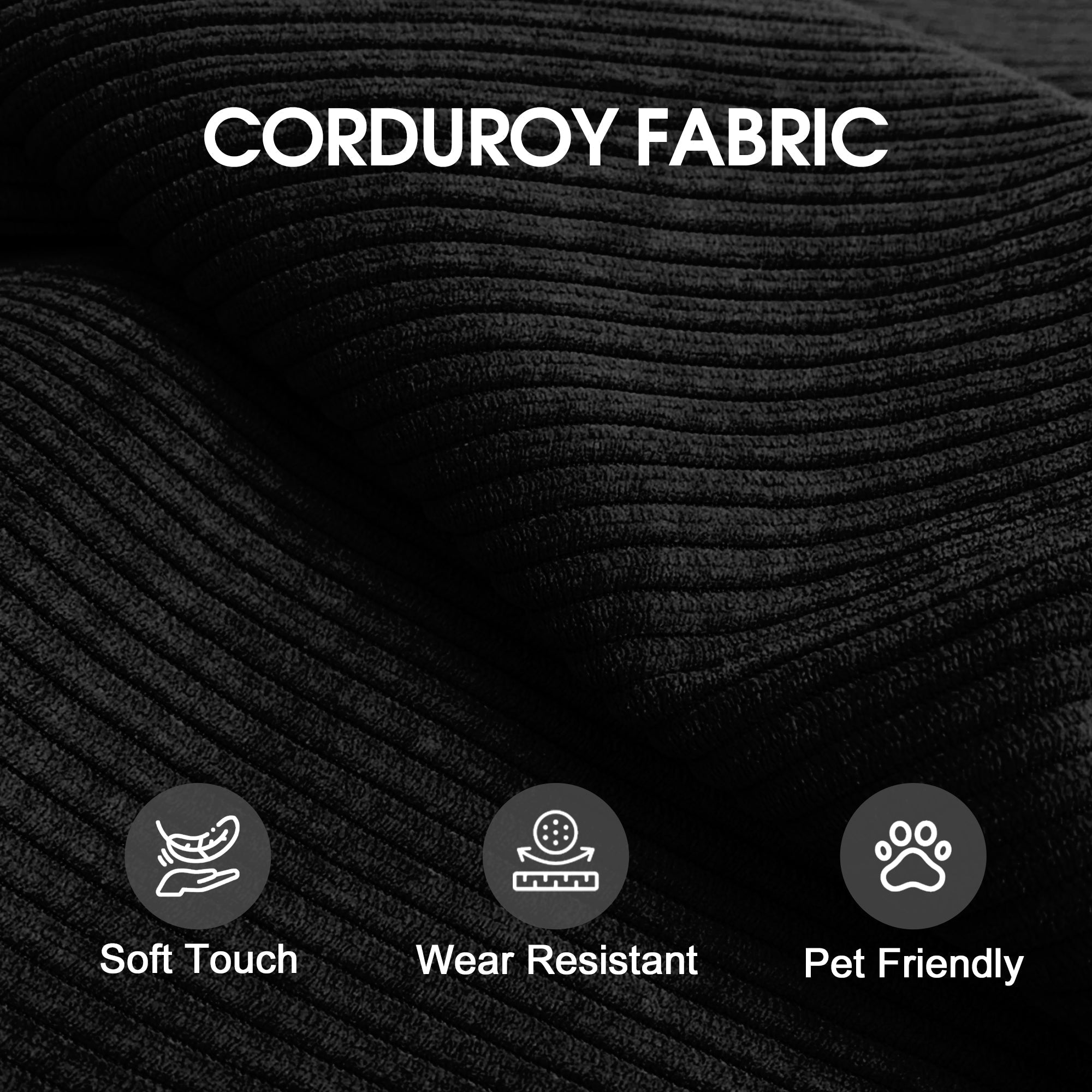 78.8' Compression Sofa,Convertible Floor Sofa Bed-with Pillow Back Support Armrest,Comfy Futon Couch Sleeper Bed,Loveseats Boneless Modular Sectional Sofa,Corduroy fabric,for Living Room,Bedroom,Black