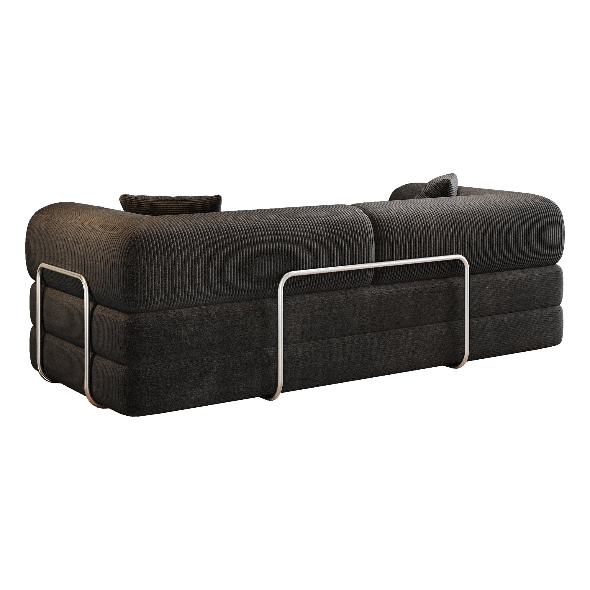78.8' Compression Sofa,Convertible Floor Sofa Bed-with Pillow Back Support Armrest,Comfy Futon Couch Sleeper Bed,Loveseats Boneless Modular Sectional Sofa,Corduroy fabric,for Living Room,Bedroom,Black