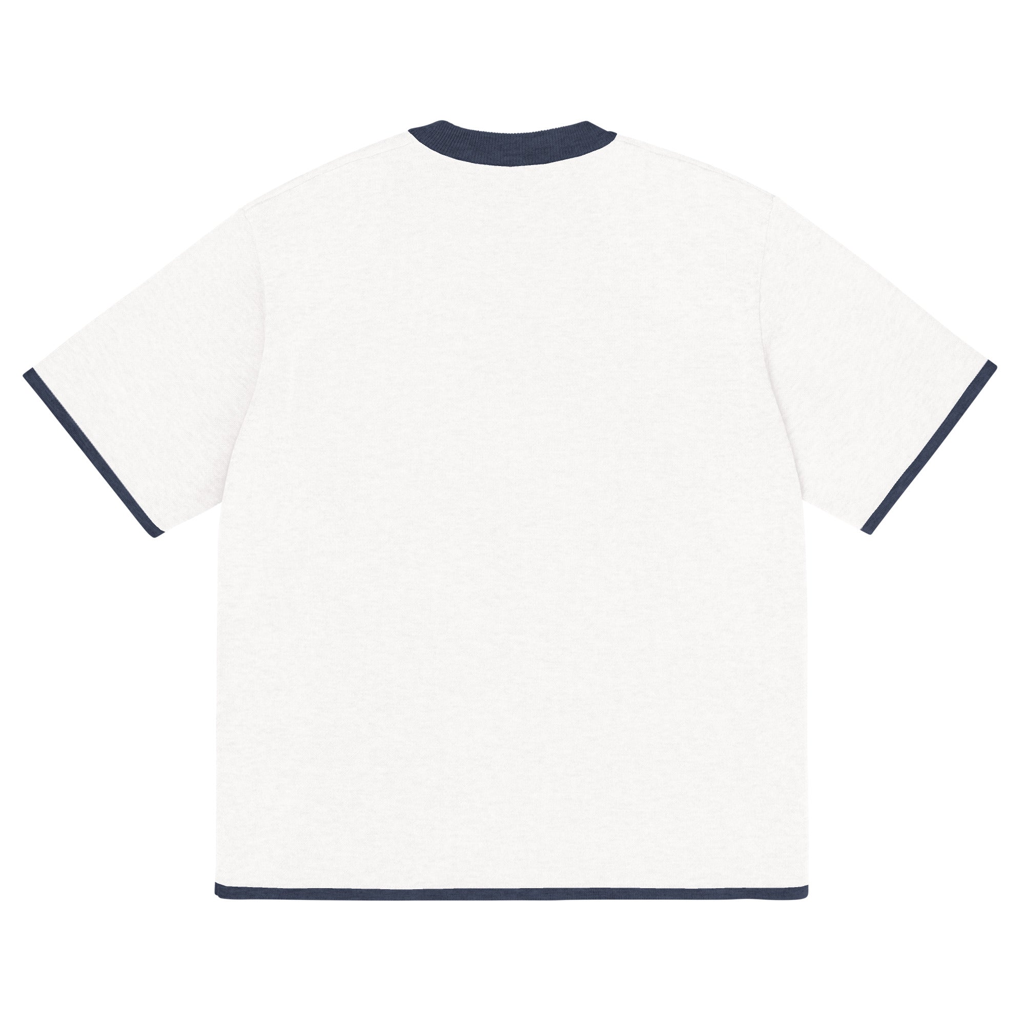 Bleach White with Navy Trim Knitted classic tee