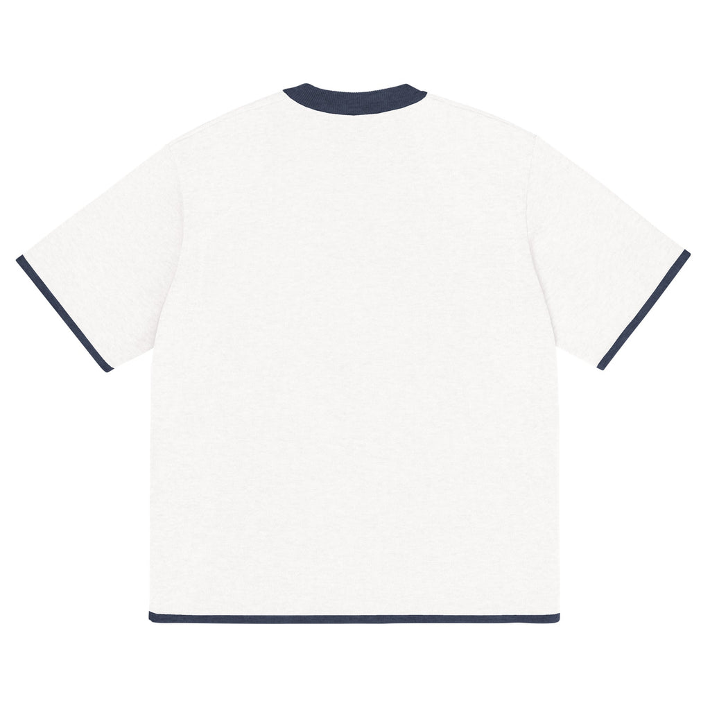 Bleach White with Navy Trim Knitted classic tee