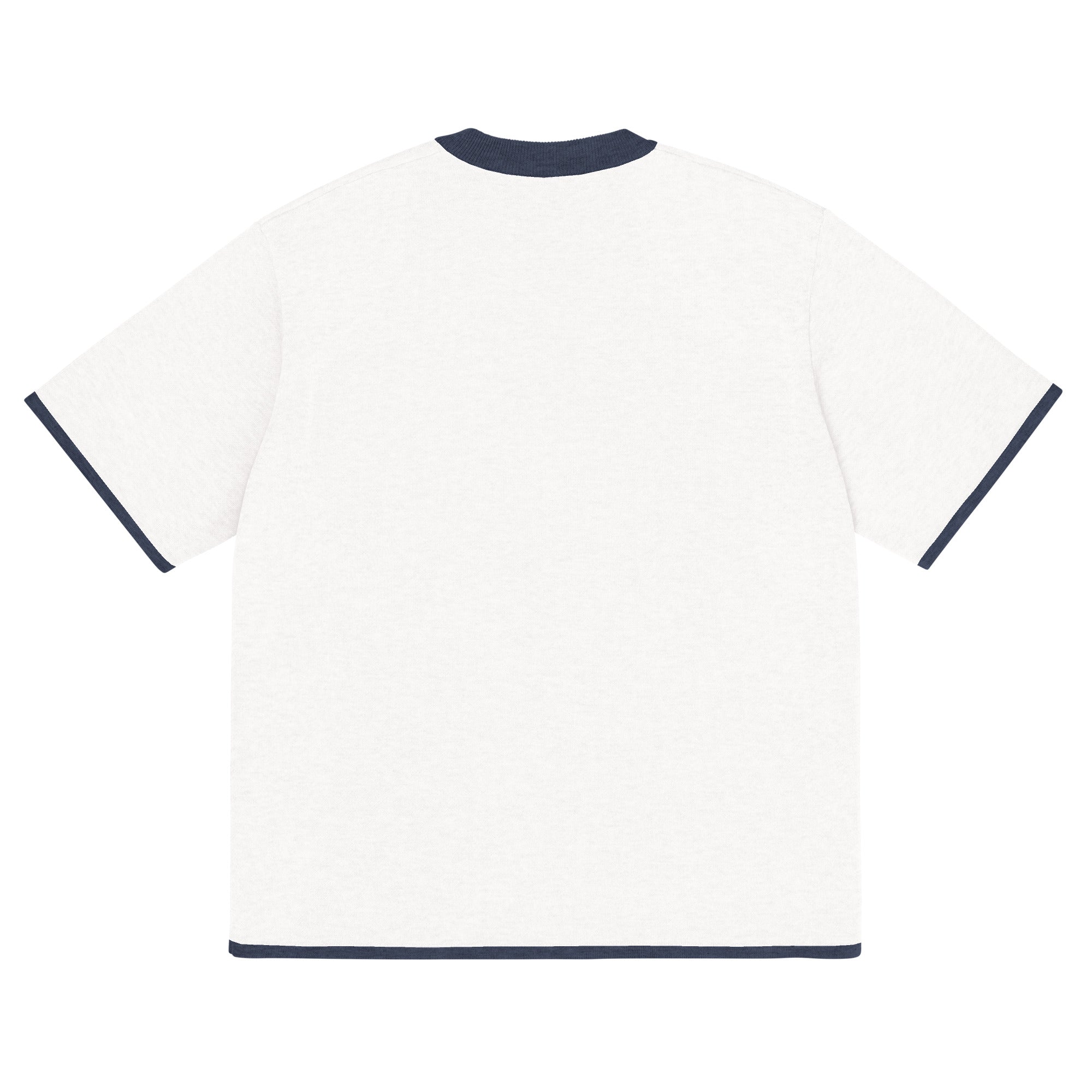 Bleach White with Navy Trim Knitted classic tee