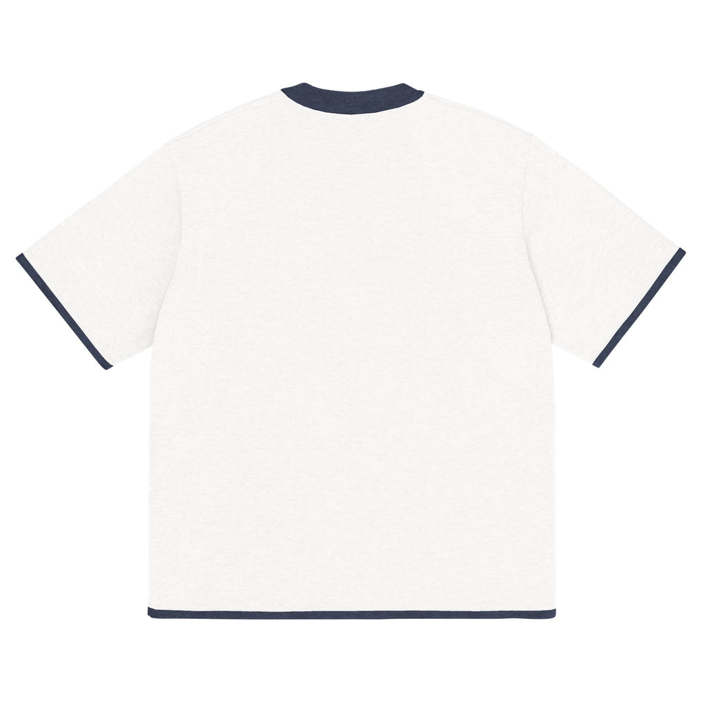 Bleach White with Navy Trim Knitted classic tee