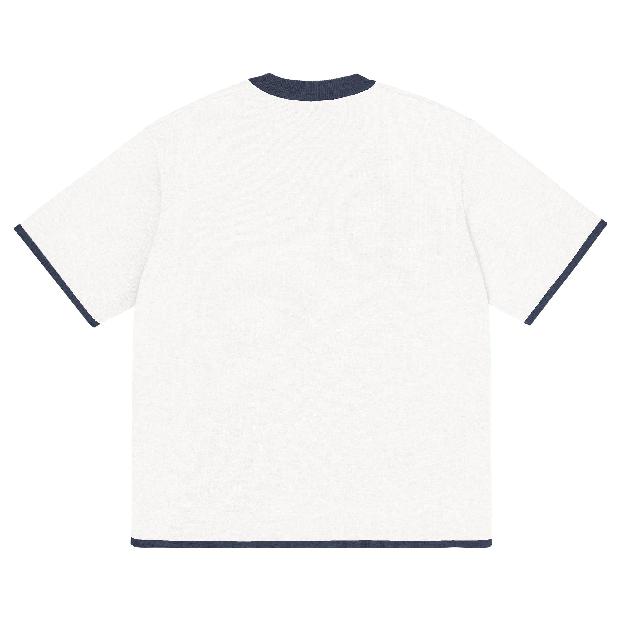 Bleach White with Navy Trim Knitted classic tee