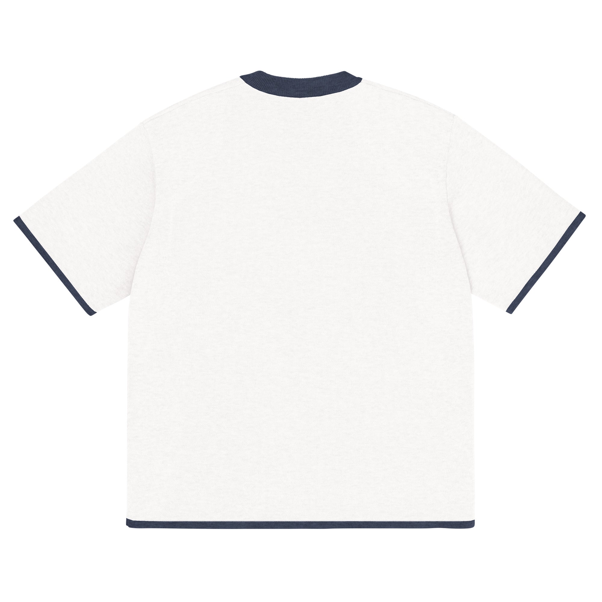 Bleach White with Navy Trim Knitted classic tee